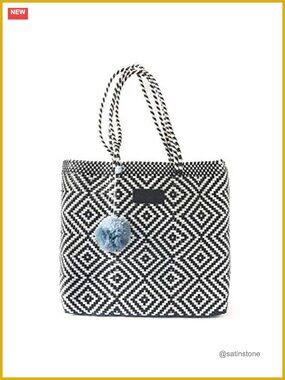 Woven Tote Bag, Eco-Friendly Recycled Plastic Handbag, Water-Resistant,